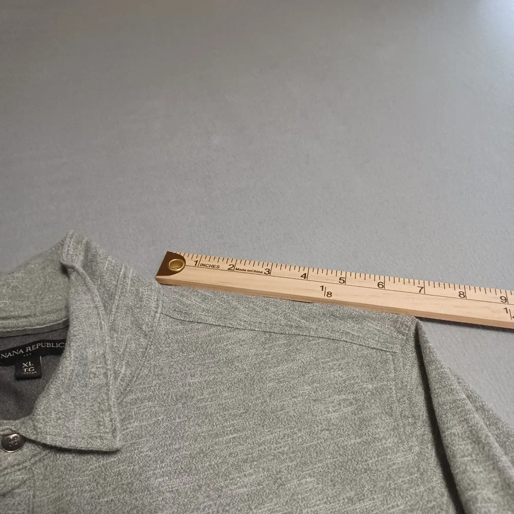 Banana Republic Polo Shirt Mens XL Gray Long Sleeve Jersey Cotton Casual Top